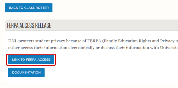 Link to FERPA Access button highlighted