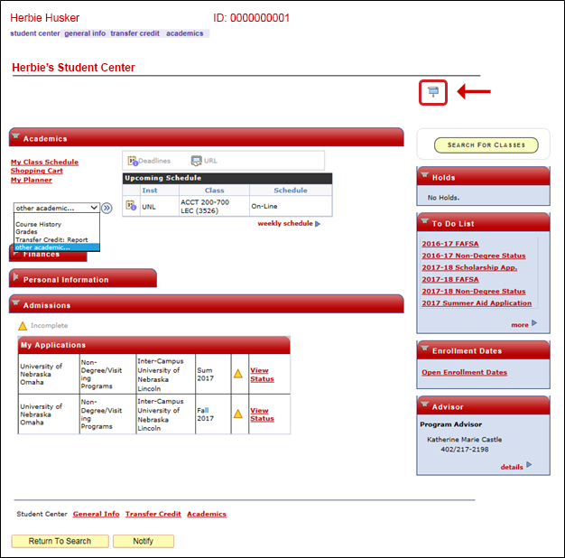 Screenshot of the MyRED student profile view with the FERPA flag highlighted