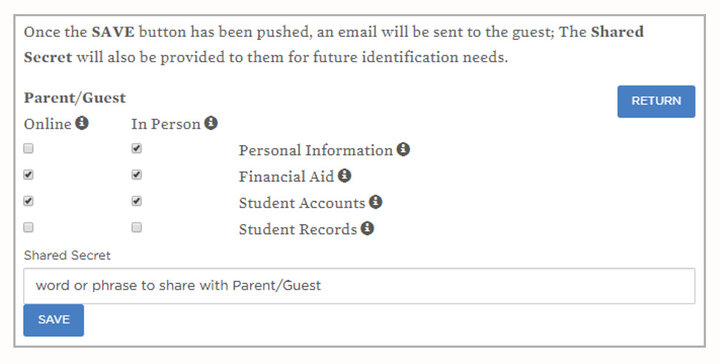 Screenshot of MyRED screen that shows access options for guest users